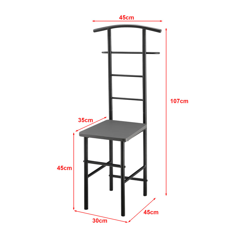 Maatschets Dressboy kledingrek stoel 107x45x45 cm metaal en MDF - 3 varianten