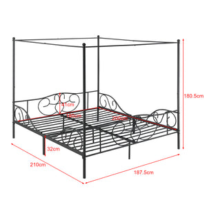 Metalen hemelbed Finström met bedbodem en matras [en.casa]