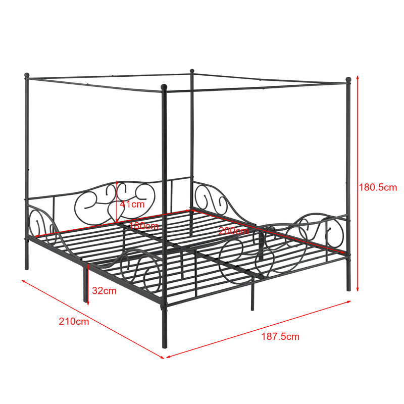 Maatschets Metalen hemelbed Finström met bedbodem en matras [en.casa]