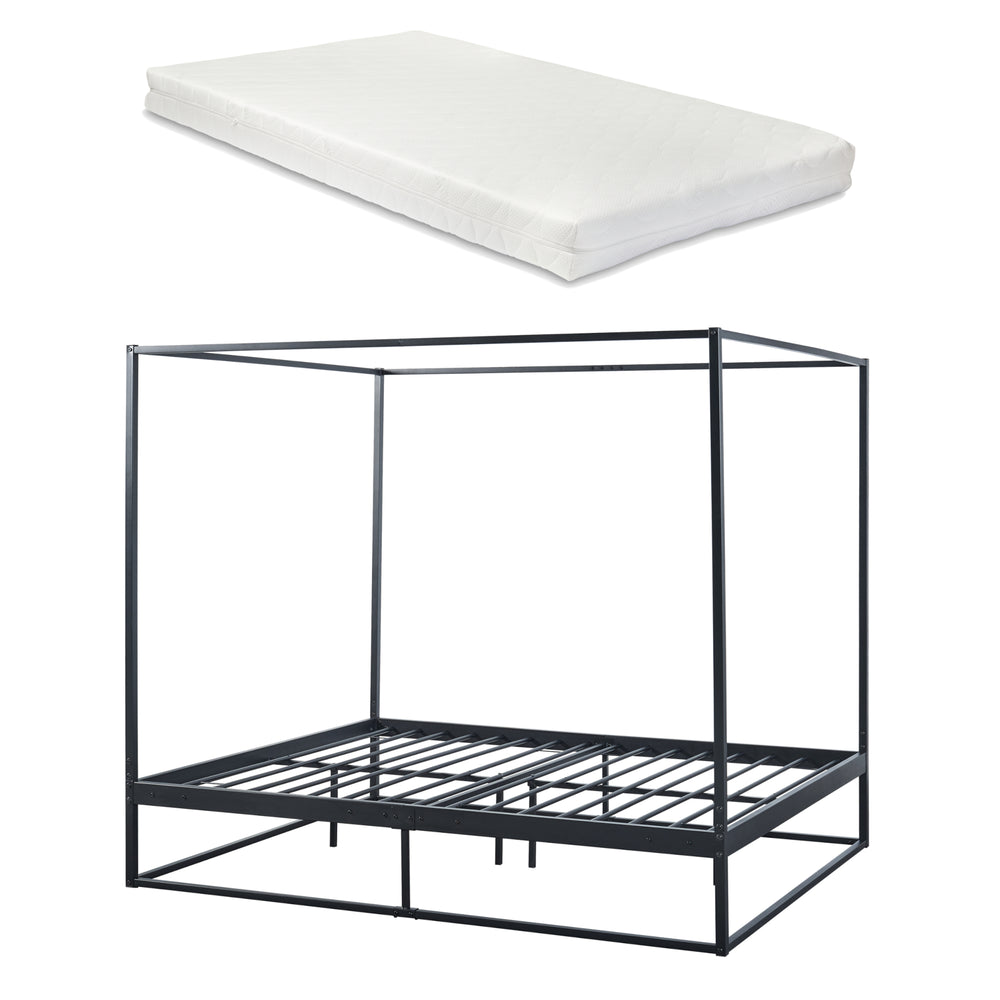 Himmelbett Kristianstad met matras Zwart in verschillende maten [en.casa] - premiumXL