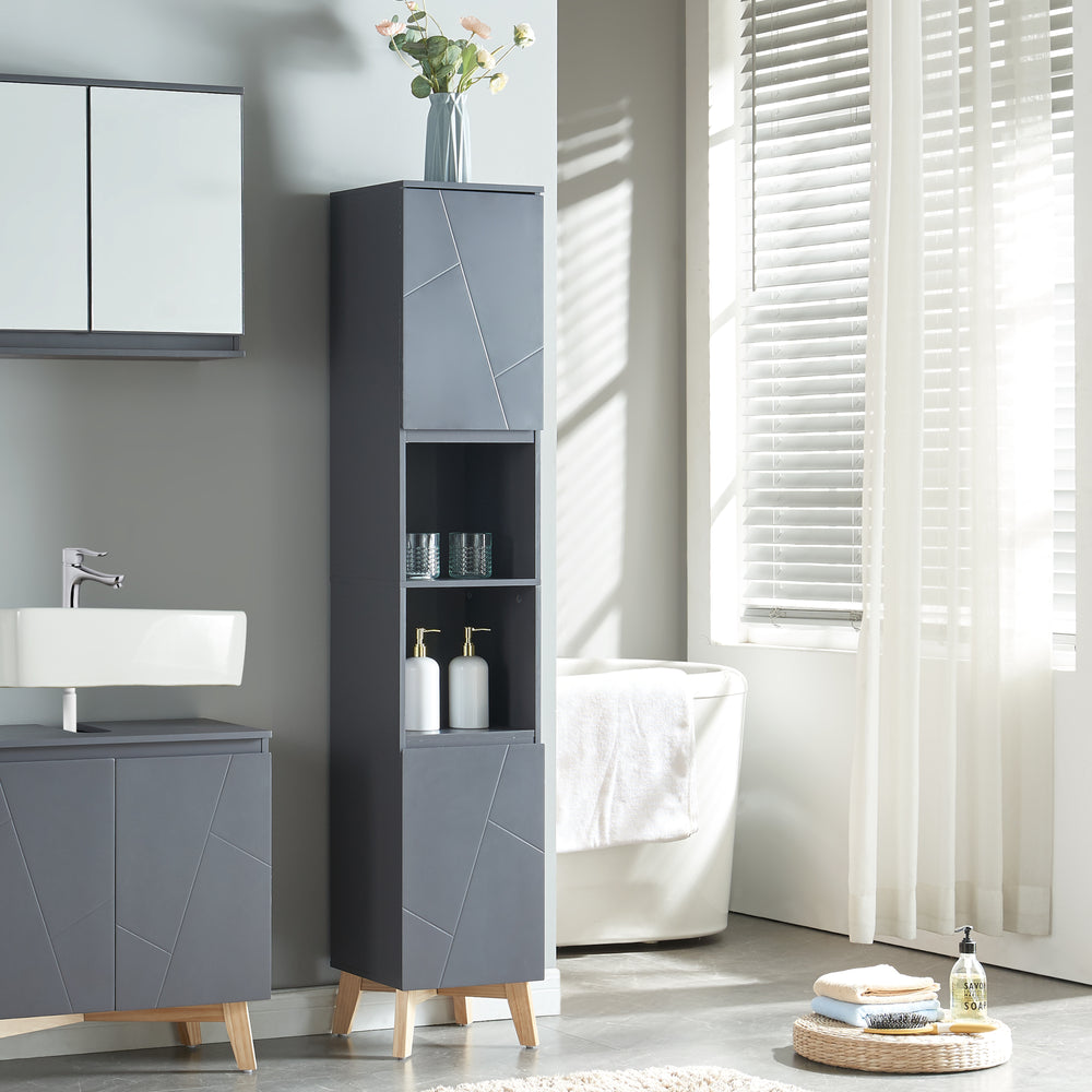 Hochschrank Overath 160x30x30cm Grijs [en.casa] - premiumXL