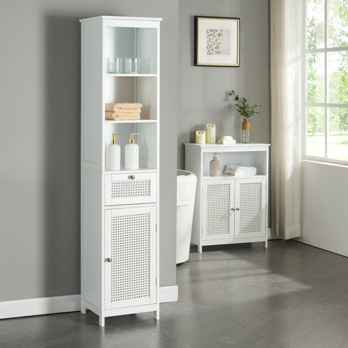 Hochschrank Karlsøy 161x35x32cm Wit [en.casa] - premiumXL