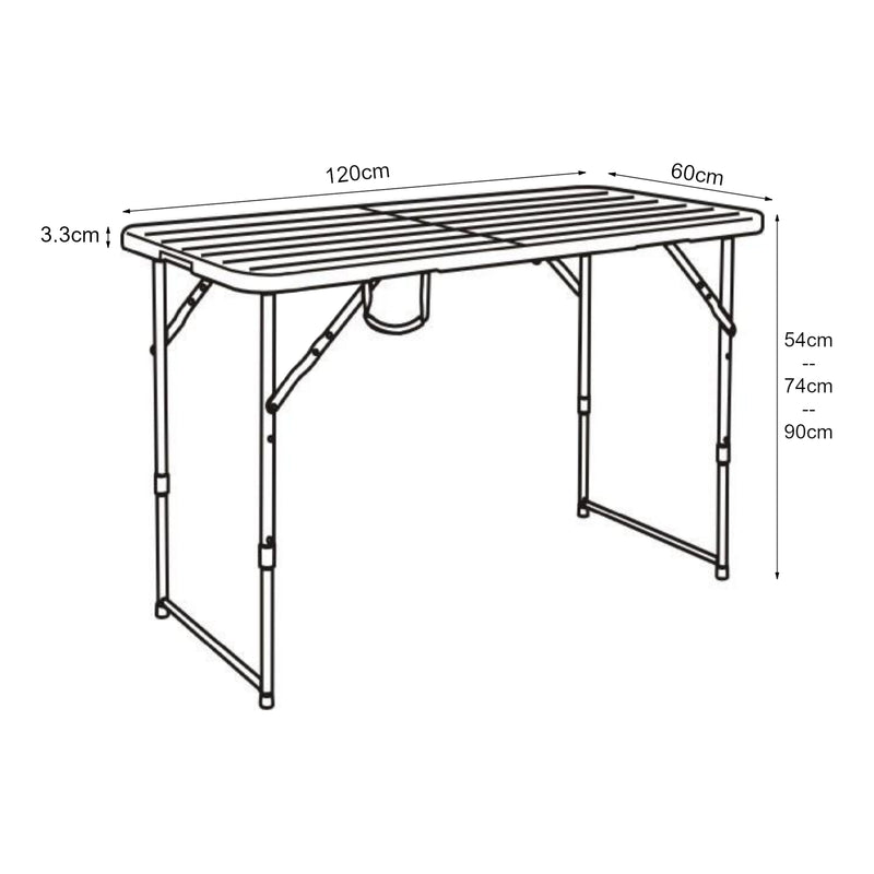 Maatschets Tuintafel Adelfia klaptafel 120x60x54/74/90 cm [en.casa]
