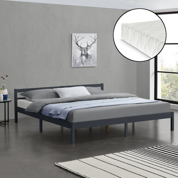 Houten bed Nakkila grenen met bedbodem en matras - 18 varianten