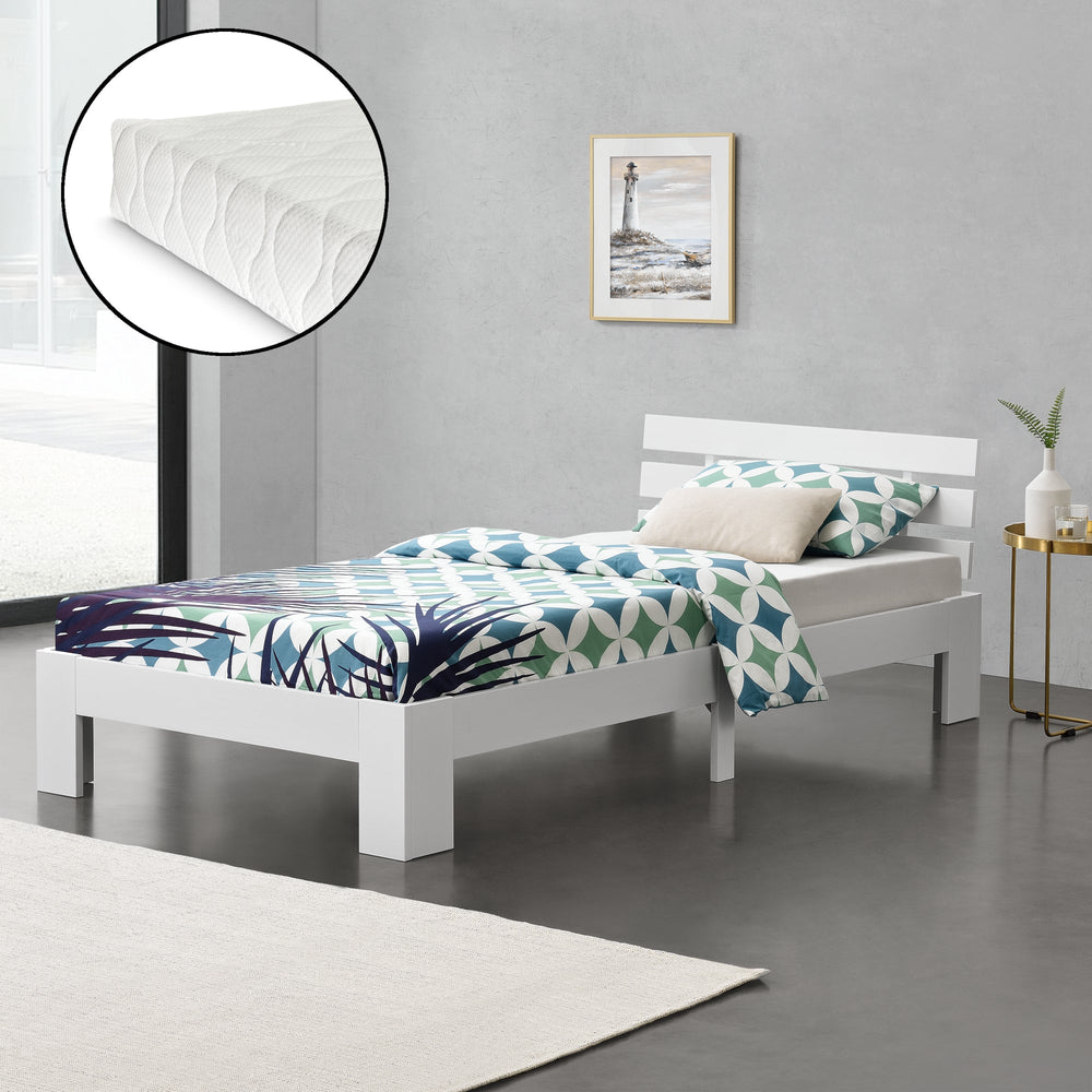 Holzbett Nivala met koudschuimmatras div. kleuren en maten en.casa - premiumXL