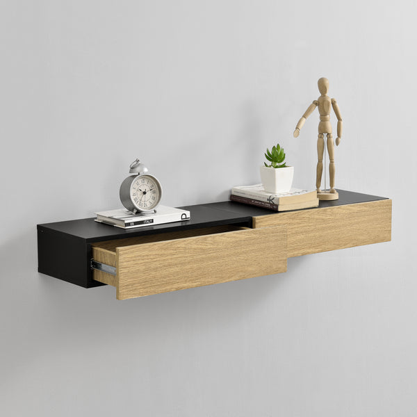 Wandplank met lade 50x24x12cm 2 stuks set - verschillende kleuren