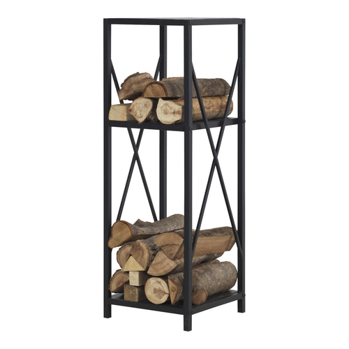 [en.casa] Brandhout rek Tinglev houtopslag 34x34x105 cm zwart