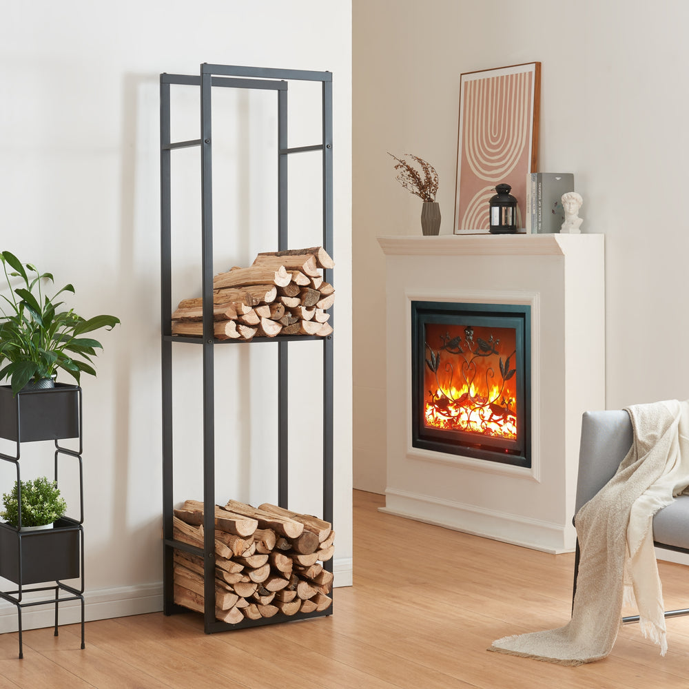 Kaminholzregal Ulvila met plank 45x30x170cm [en.casa] - premiumXL