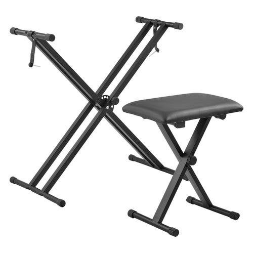 Piano keyboard standaard met kruk bankje hocker zwart