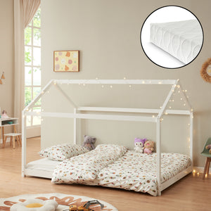 Kinderbed Cerro met koudschuimmatras Wit in verschillende maten [en.casa] - premiumXL