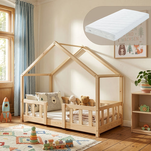 Kinderbed Treviolo met uitvalbeveiliging en matras [en.casa]