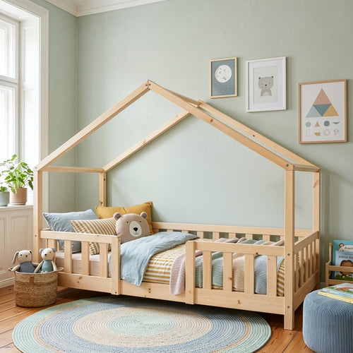 Kinderbed Treviolo met uitvalbeveiliging en matras [en.casa]