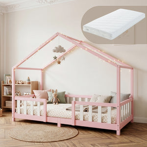 Kinderbed Treviolo met uitvalbeveiliging en matras [en.casa]