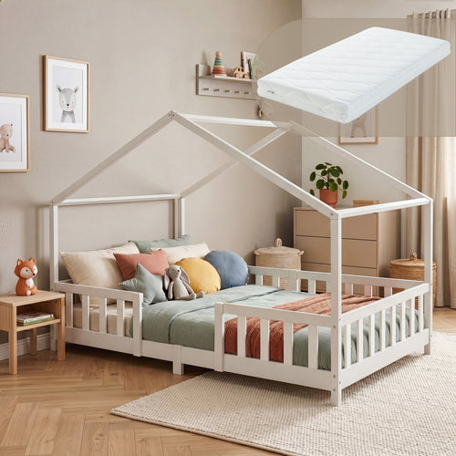 Kinderbed Treviolo met uitvalbeveiliging en matras [en.casa]