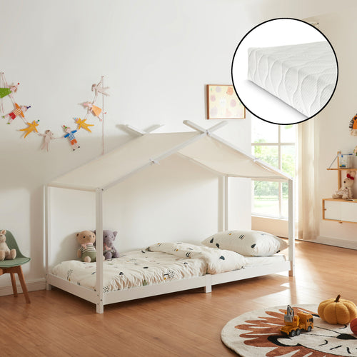 Kinderbed Brome huisbed met matras 90x200 cm [en.casa]
