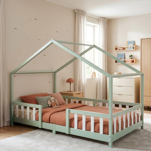 Kinderbed Treviolo met uitvalbeveiliging en matras [en.casa]