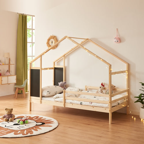Kinderbed Lorenskog houten huisbed met valbescherming 200x90 cm [en.casa]