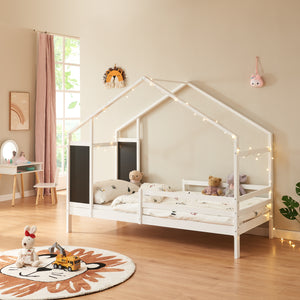 Kinderbed Lorenskog houten huisbed met valbescherming 200x90 cm [en.casa]