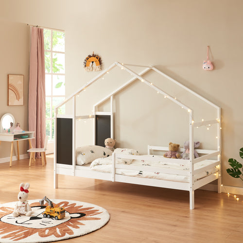 Kinderbed Lorenskog houten huisbed met valbescherming 200x90 cm [en.casa]
