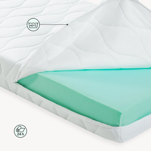 Kinderbed Surnadal huisbed met matras en lades hout wit naturel 90x200 cm [en.casa]