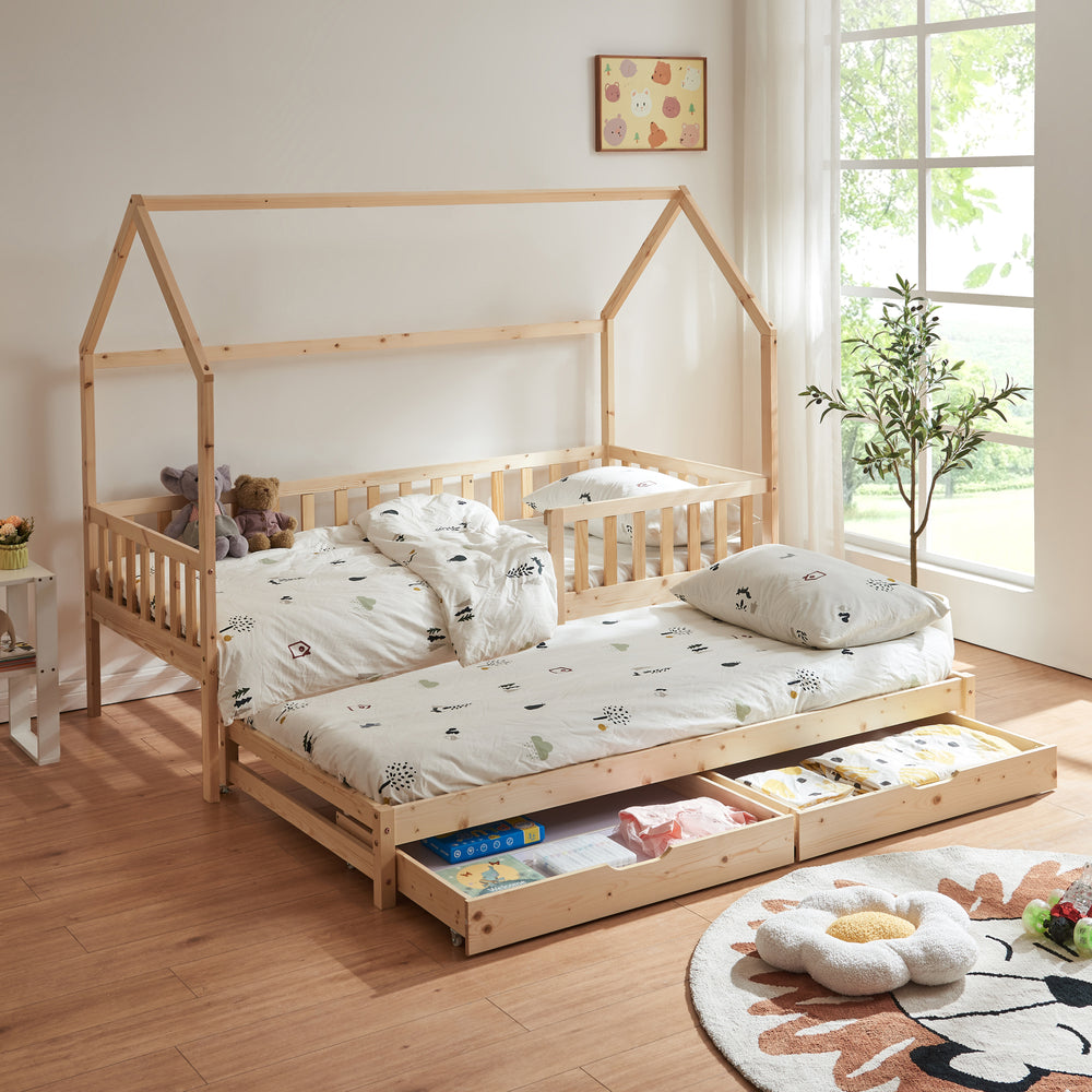 Kinderbed Aarghonmaa met uitschuifbed en opberglades 90x200 cm [en.casa]