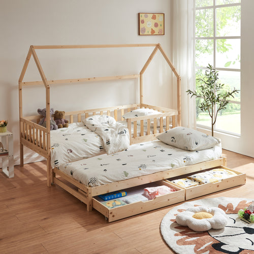 Kinderbed Aarghonmaa met uitschuifbed en opberglades 90x200 cm [en.casa]