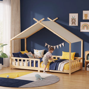 Huisbed Rila in Montessori-stijl met valbeveiliging 90x200 cm [en.casa]