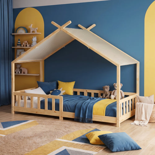 Huisbed Rila in Montessori-stijl met valbeveiliging 90x200 cm [en.casa]