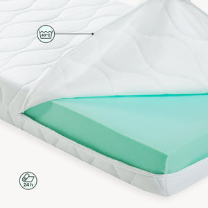 Huisbed Rila in Montessori-stijl met matras en valbeveiliging 90x200 cm [en.casa]