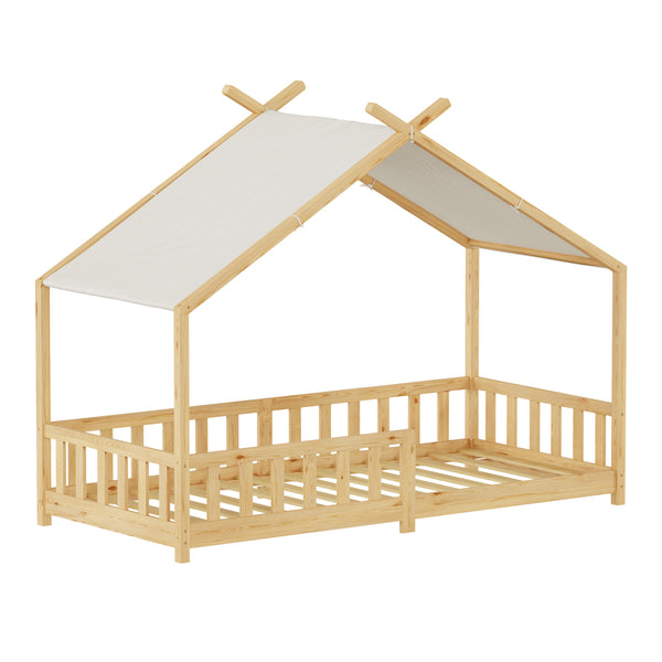 Huisbed Rila in Montessori-stijl met valbeveiliging 90x200 cm [en.casa]