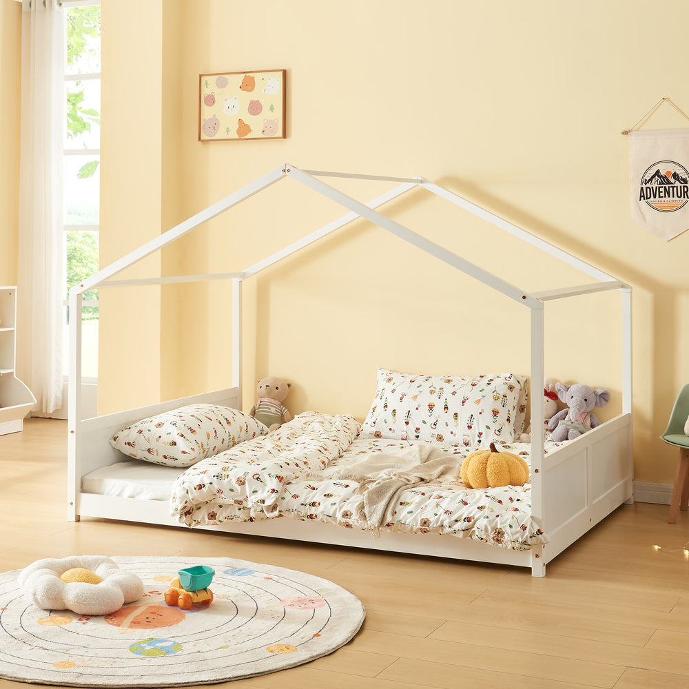 Kinderbed Simo huisbed wit [en.casa]