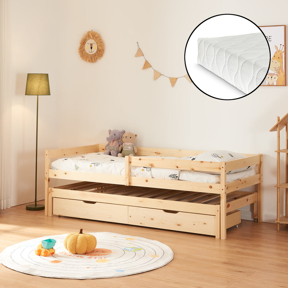 Doppel - Kinderbett Sonkajärvi met matras 90x200cm Naturel [en.casa] - premiumXL