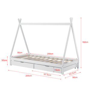 Kinderbed Tipi met bedlades 90x200 cm - 2 varianten