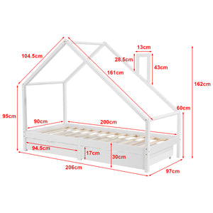 [en.casa] Kinderbed Assling 90x200 cm met matras en 2 lades - 4 varianten