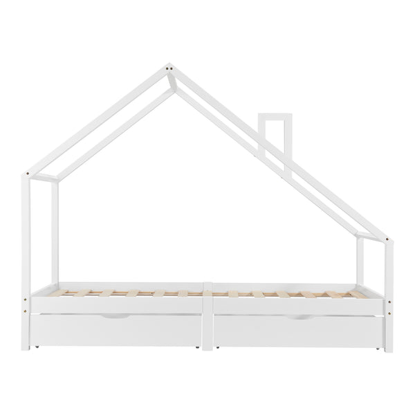 [en.casa] Kinderbed Assling 90x200 cm met matras en 2 lades - 4 varianten