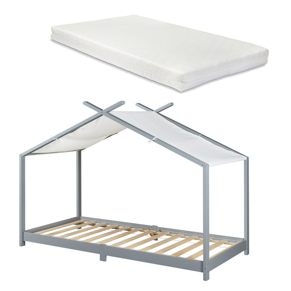 Kinderbed Brome huisbed met matras 90x200 cm [en.casa]
