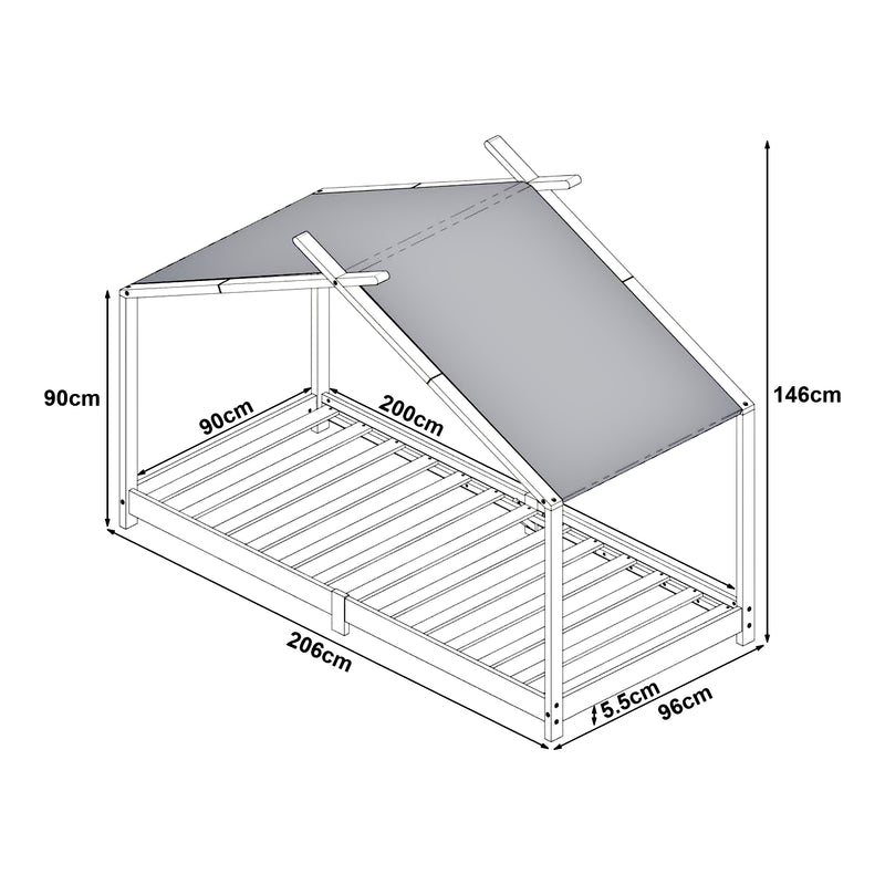 Maatschets Kinderbed Brome huisbed met matras 90x200 cm [en.casa]