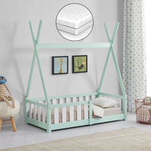 [en.casa] [neu.haus] Kinderbed Helsingborg Tipi met uitvalbeveiliging en matras 70x140 cm - 4 varianten