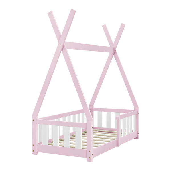 [en.casa] [neu.haus] Kinderbed Helsingborg Tipi met uitvalbeveiliging en matras 70x140 cm - 4 varianten