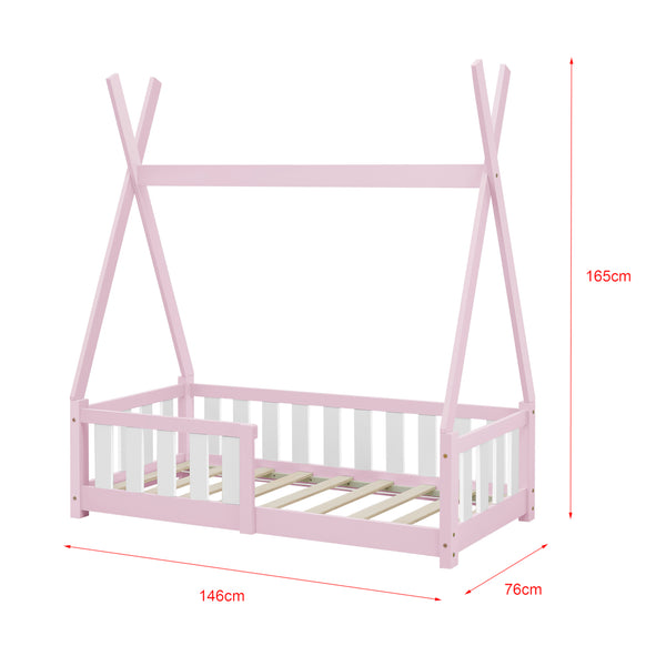 [en.casa] [neu.haus] Kinderbed Helsingborg Tipi met uitvalbeveiliging en matras 70x140 cm - 4 varianten