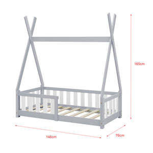 [en.casa] Kinderbed Tipi grenen met uitvalbeveiliging 70x140 cm - 4 varianten
