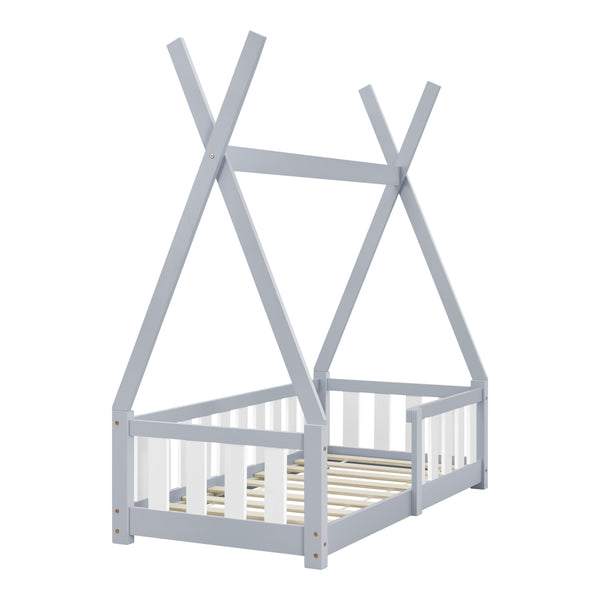 [en.casa] Kinderbed Tipi grenen met uitvalbeveiliging 70x140 cm - 4 varianten