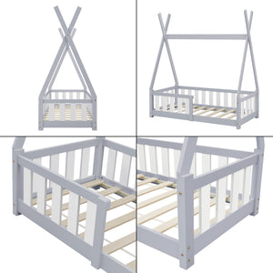 [en.casa] Kinderbed Tipi grenen met uitvalbeveiliging 70x140 cm - 4 varianten