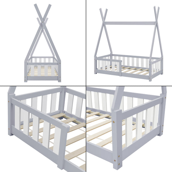 [en.casa] Kinderbed Tipi grenen met uitvalbeveiliging 70x140 cm - 4 varianten
