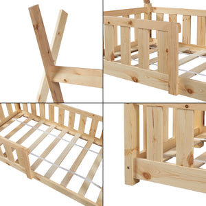 [en.casa] Kinderbed Tipi grenen met uitvalbeveiliging 70x140 cm - 4 varianten