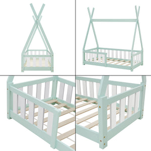 [en.casa] Kinderbed Tipi grenen met uitvalbeveiliging 70x140 cm - 4 varianten