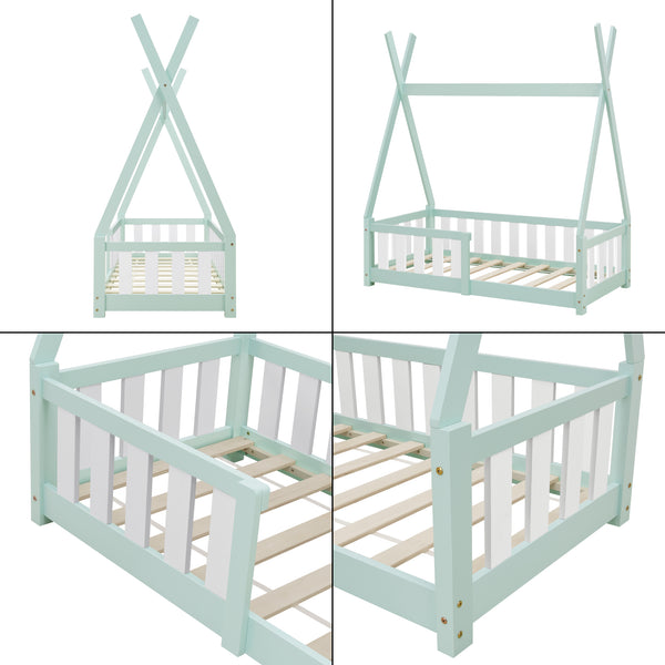 [en.casa] Kinderbed Tipi grenen met uitvalbeveiliging 70x140 cm - 4 varianten