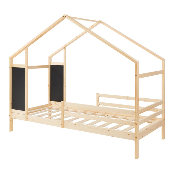 Kinderbed Lorenskog houten huisbed met valbescherming 200x90 cm [en.casa]