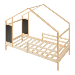 Kinderbed Lorenskog houten huisbed met valbescherming 200x90 cm [en.casa]