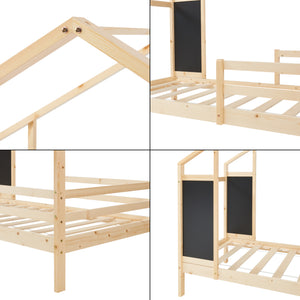 Kinderbed Lorenskog houten huisbed met valbescherming 200x90 cm [en.casa]